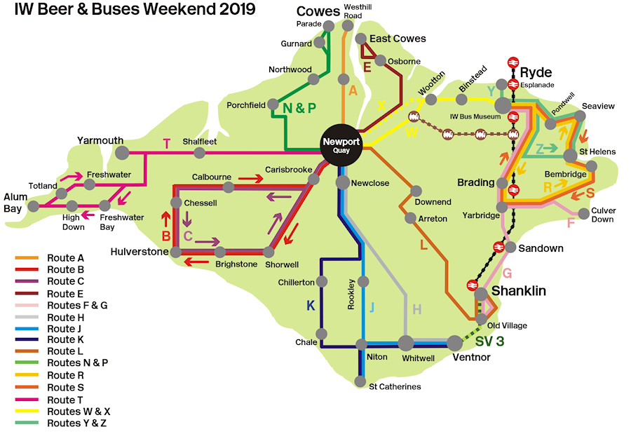 Route Map Isle of Wight Beer And Buses Weekend.
